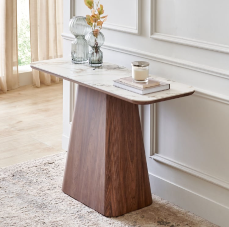 Hadley Ceramic Top Console Table - Walnut