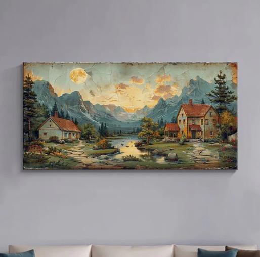 Countryside Charm Cottage Wall Painting