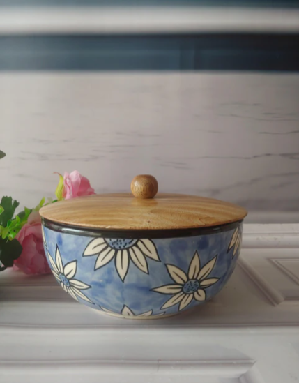 Sunflower Bloom Ceramic Serving Bowls with