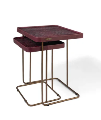 Croco Nested Table- Tan (Set Of Two)