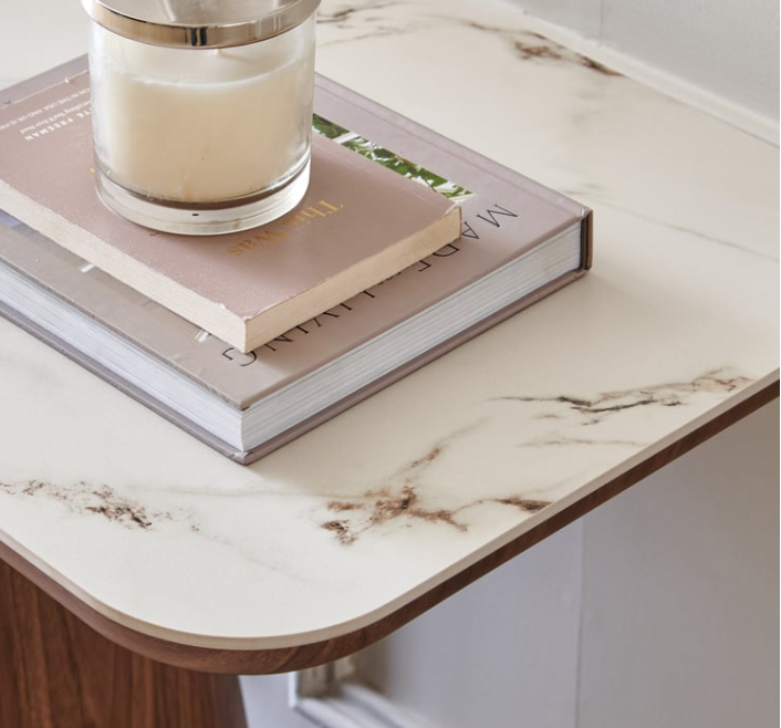 Hadley Ceramic Top Console Table - Walnut