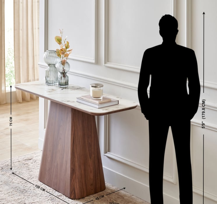 Hadley Ceramic Top Console Table - Walnut
