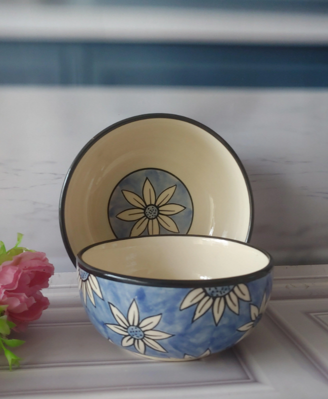 Sunflower Bloom Ceramic Serving Bowls with