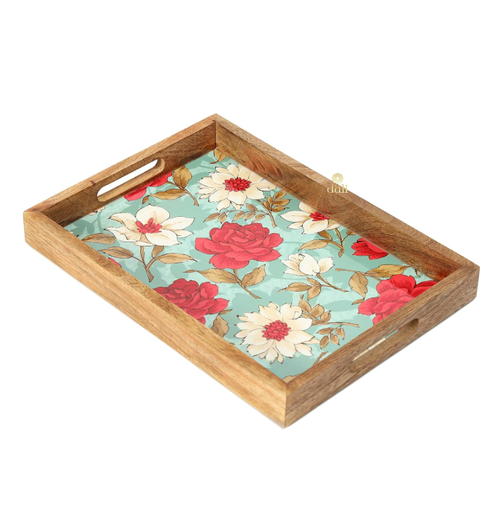 Hetty Floral Mangowood Serving Tray 