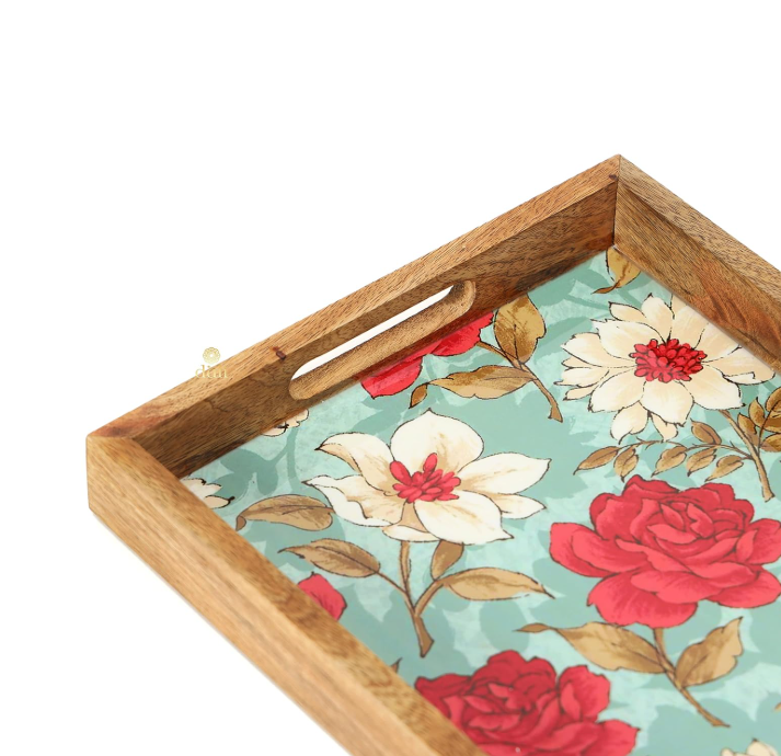 Hetty Floral Mangowood Serving Tray 
