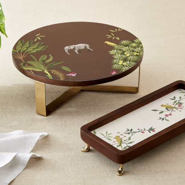 Niko Beacon Mango Wood Printed Cake Stand