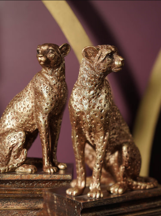 Gold Polyresin Cheetah Book Ends