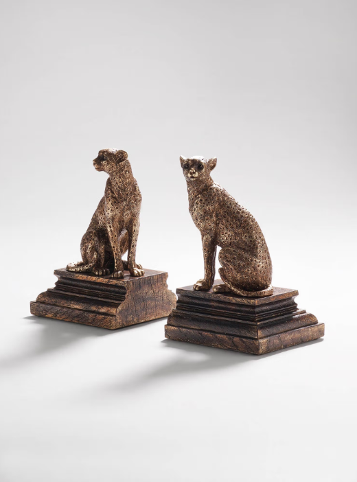 Gold Polyresin Cheetah Book Ends
