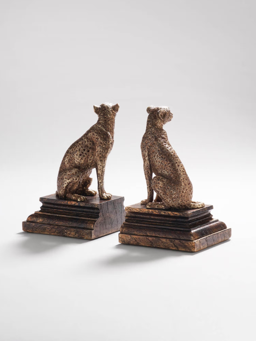 Gold Polyresin Cheetah Book Ends