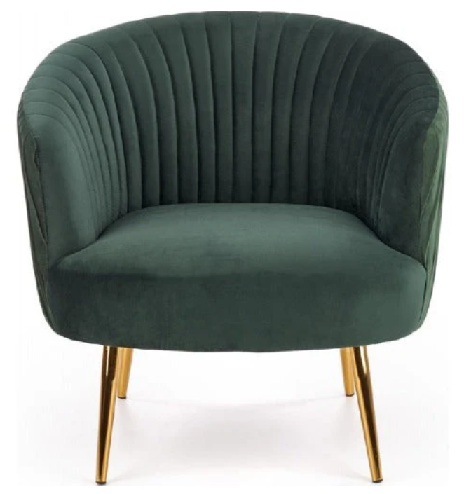 Green Cocooned Pattern Velvet Accent Chair