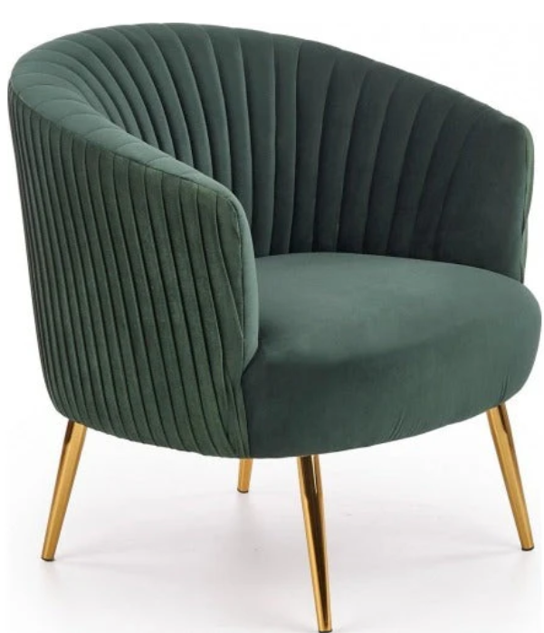 Green Cocooned Pattern Velvet Accent Chair