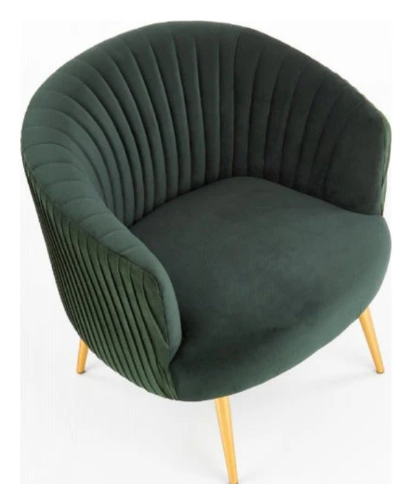 Green Cocooned Pattern Velvet Accent Chair