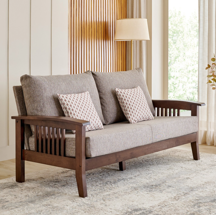 Abby Fabric 3-Seater Sofa with Cushions 