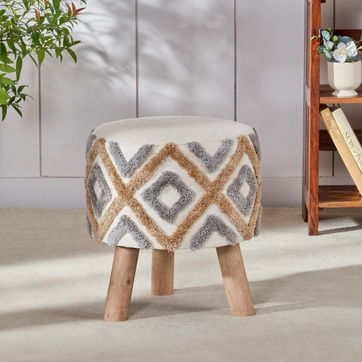 Lotus Fabric Ottoman 