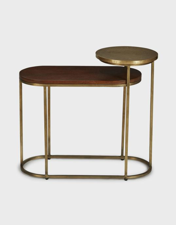 Brass Wooden Bala Side Table