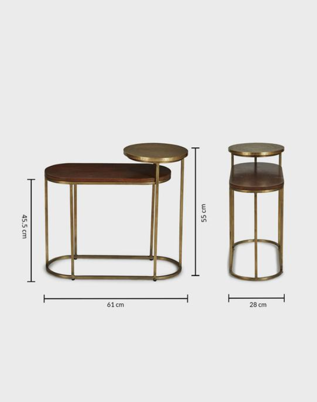 Brass Wooden Bala Side Table