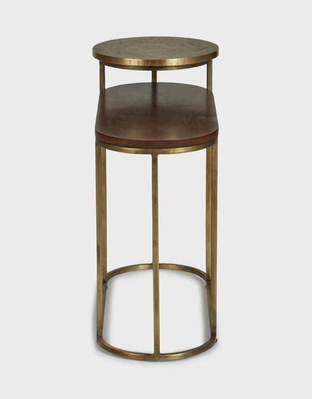 Brass Wooden Bala Side Table