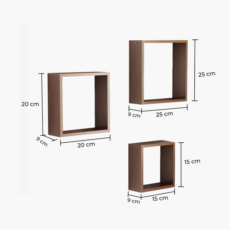 HOME SPARKLE Set of 3 Floating Wall Shelves 
