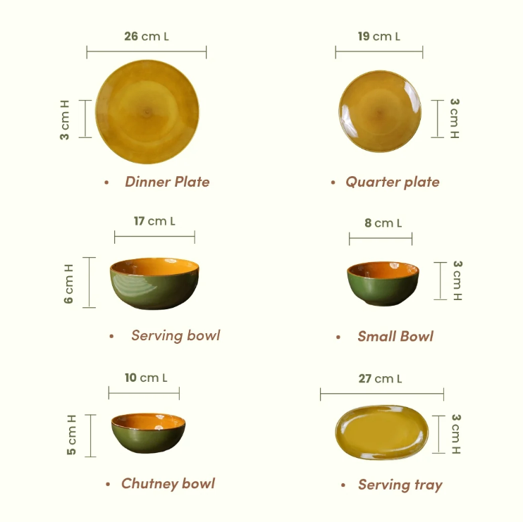  Golden Dinner Set with Green Exterior 