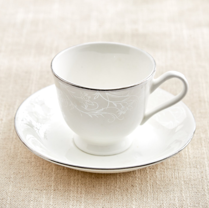Ivory Zilver Set of 6 Bone China Printed Cup and Saucer 