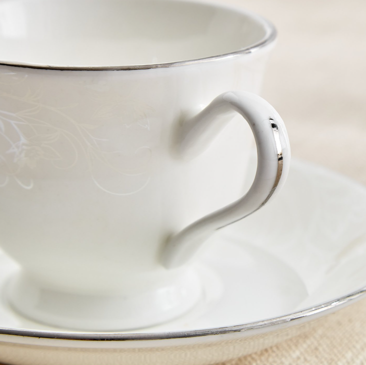 Ivory Zilver Set of 6 Bone China Printed Cup and Saucer 