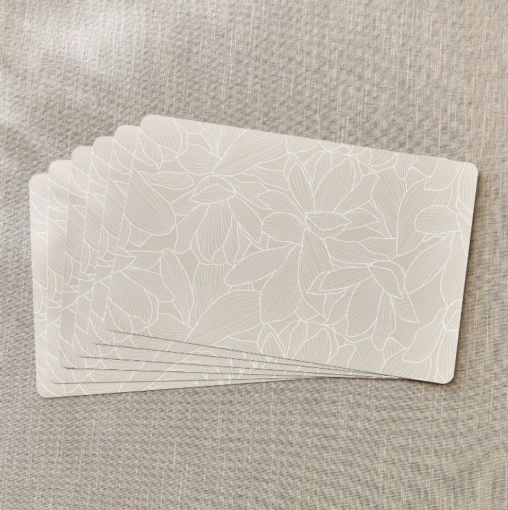 Meadows Theme Set of 6 PVC Floral Print Placemats