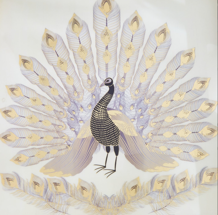 Corsica Hues Wooden Peacock Serving Tray 