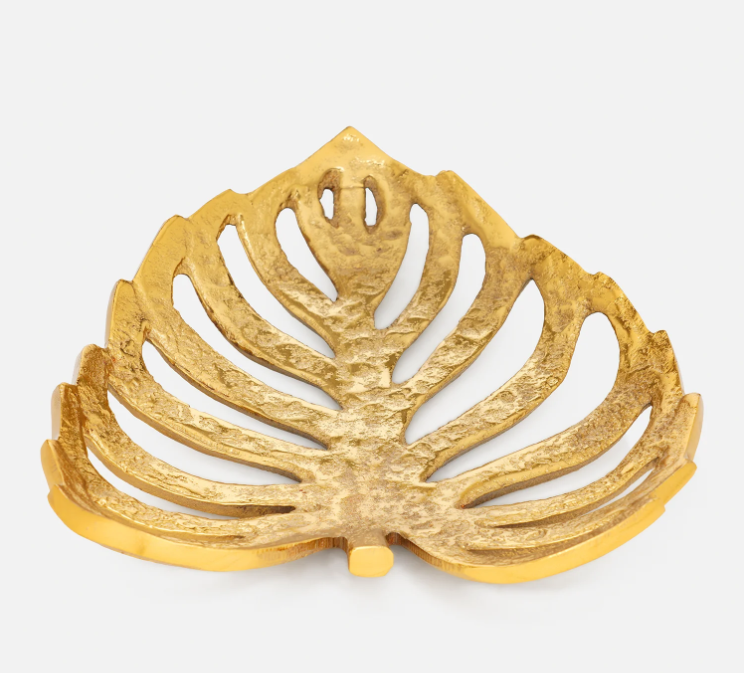 Gold Metal Scalloped Leaf Decorative Platter