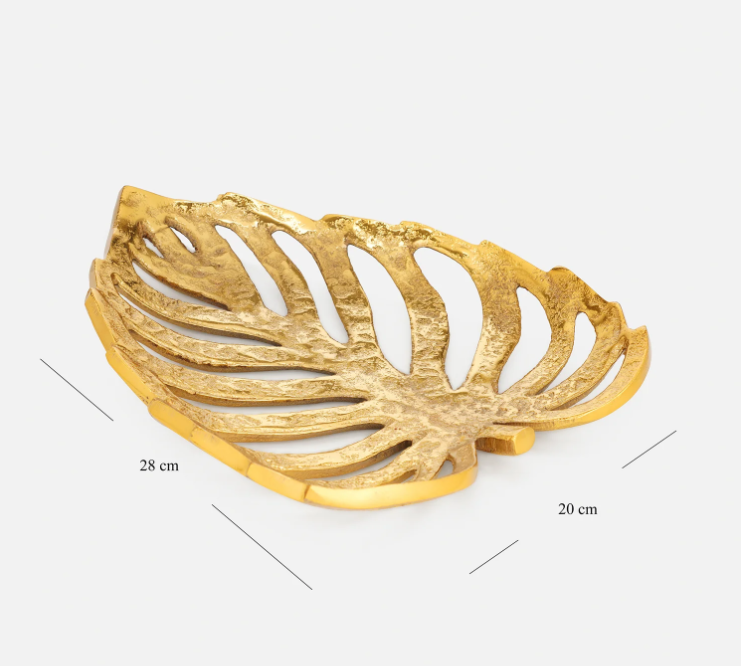 Gold Metal Scalloped Leaf Decorative Platter
