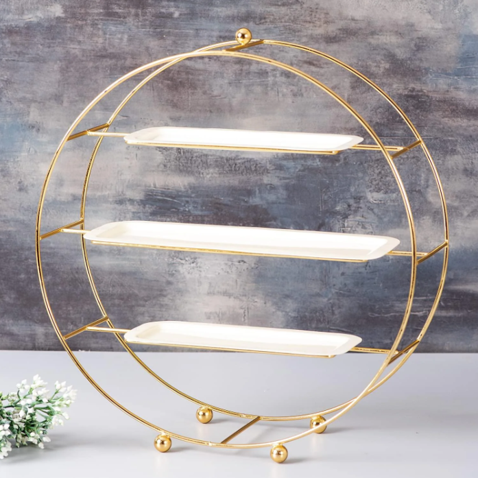 Round Serving platter table top buffet organizer platter stand 