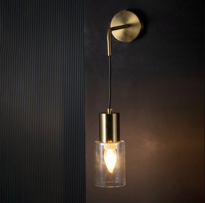 European Style Brass Wall Lamp Clear Glass Lamp Shade