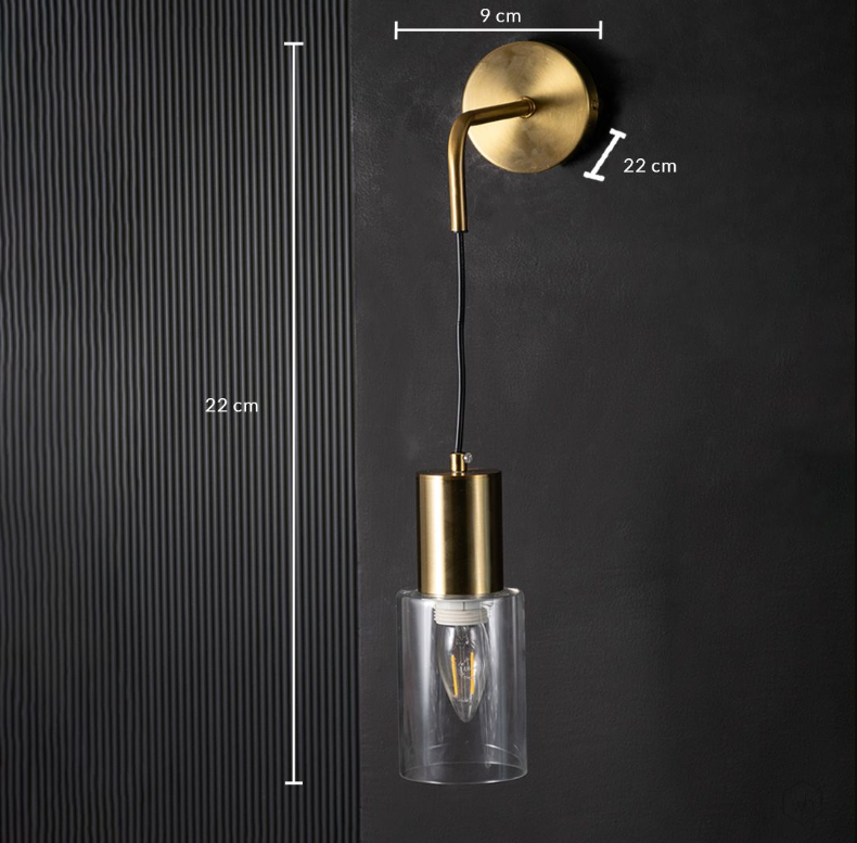 European Style Brass Wall Lamp Clear Glass Lamp Shade