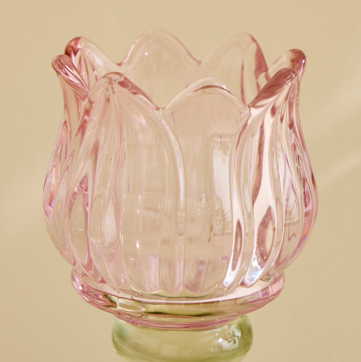 Fiora Delphi Glass Tulip Pedestal candle Holder