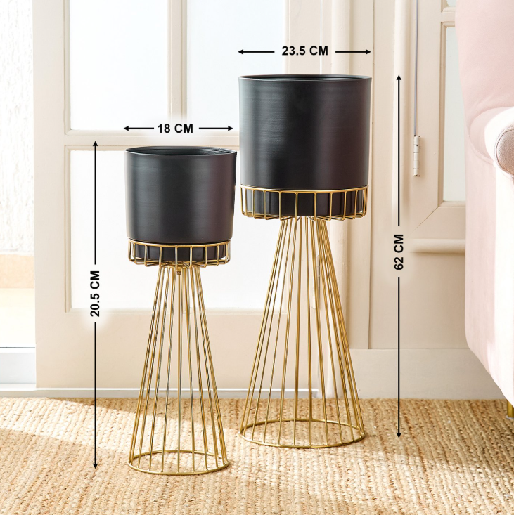 Gardenia Fest Set of 2 Metal Floor Planters with Stand