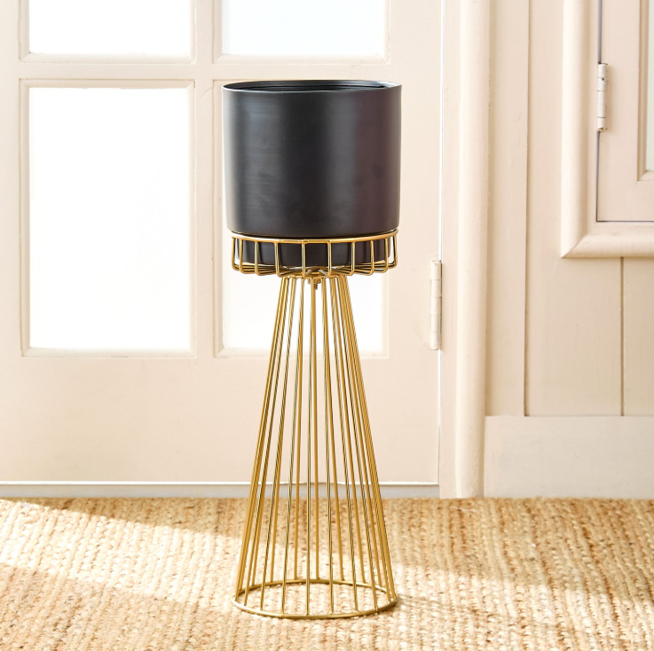 Gardenia Fest Set of 2 Metal Floor Planters with Stand