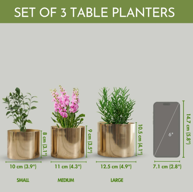Mini   Table-top   Metal   Planter,   Set   (Pot   Only)